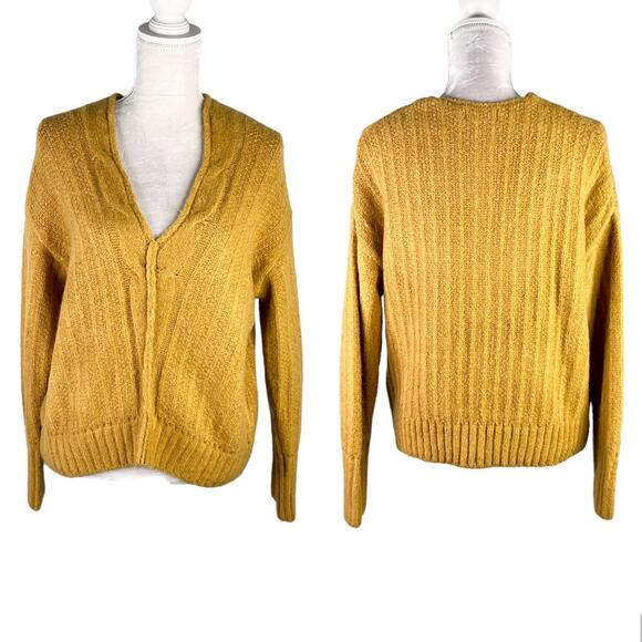 Altar'd State Sweater S/M Mustard V-Neck Cropped Super Soft - Picture 1 of 12